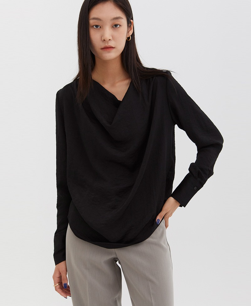 collective,콜렉티브,drape collar blouse (2color)