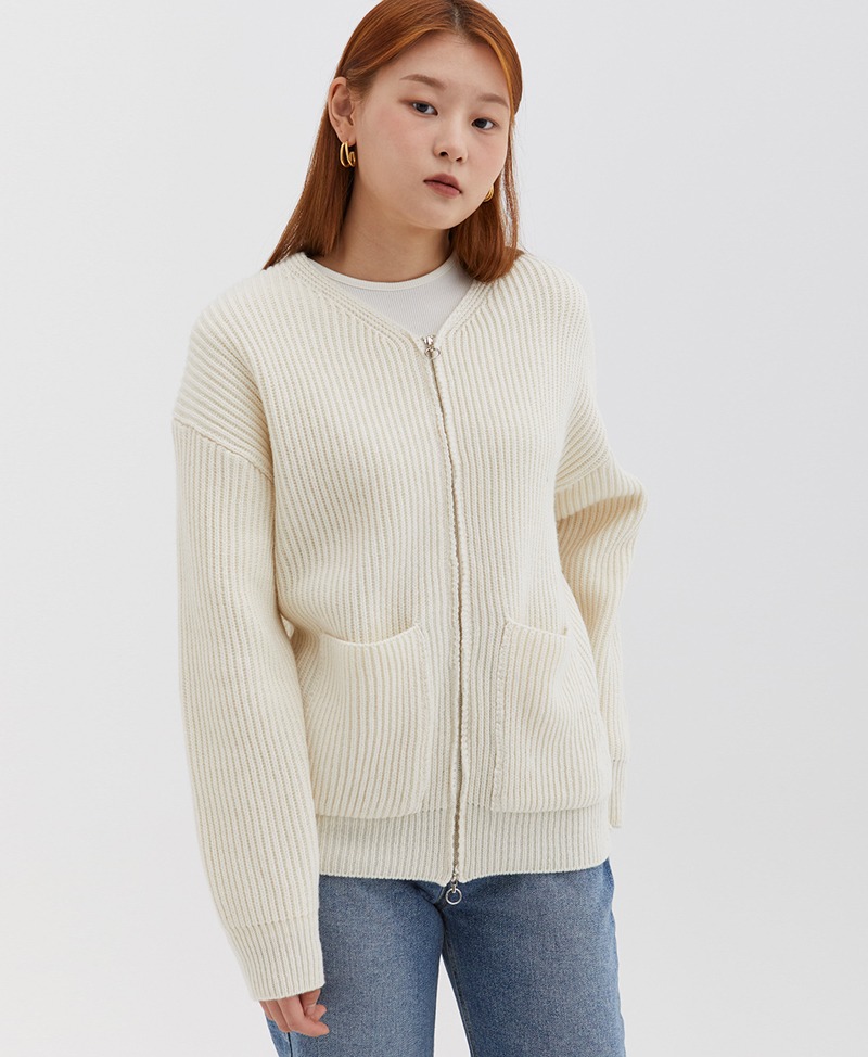 collective,콜렉티브,thick wool zip-up cardigan (3color)
